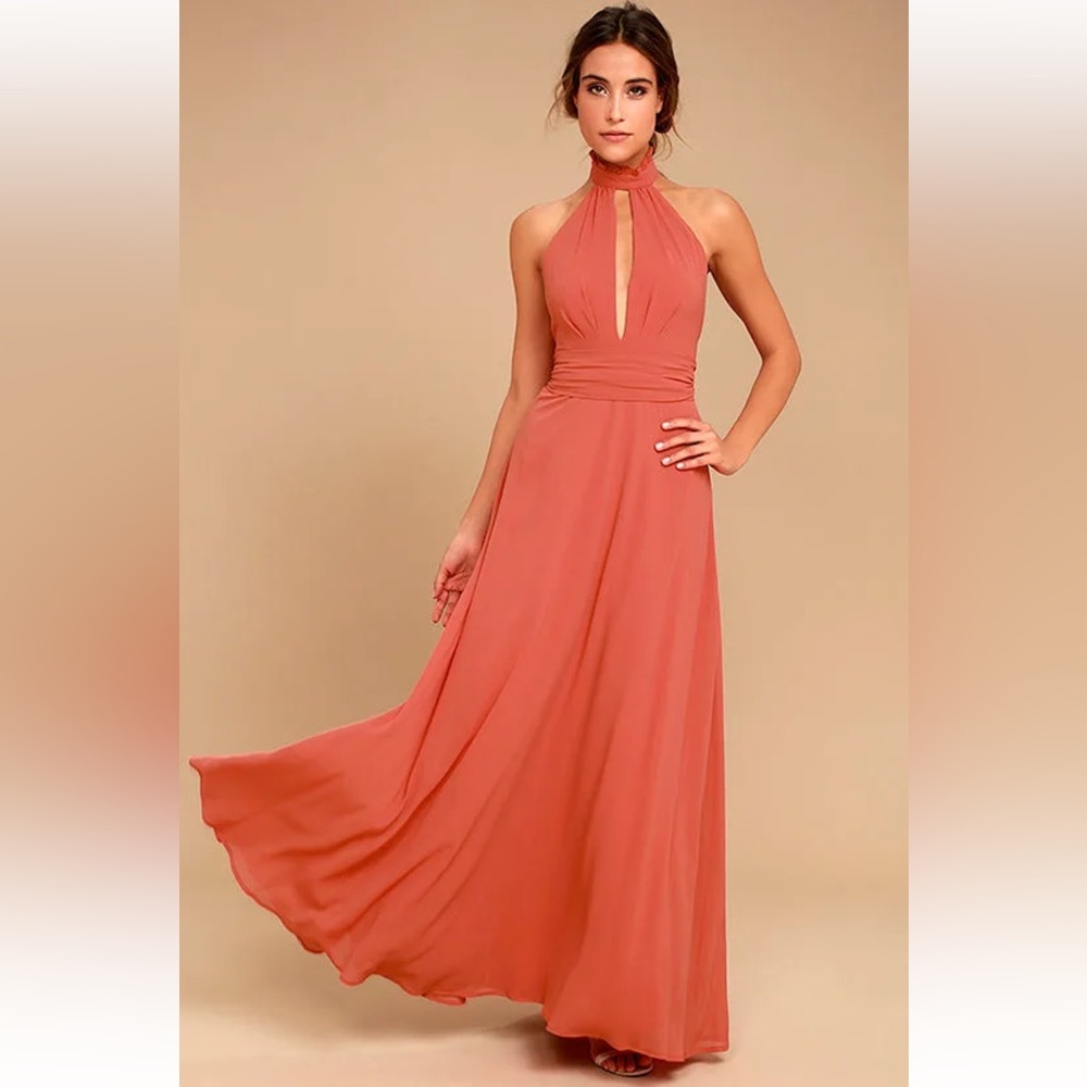 Lulu’s First Comes Love Rusty Rose Maxi Dress Rusty Rose